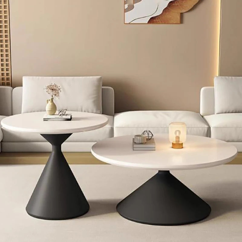 Aesthetic White Coffee Tables Minimalist Premium Unique Round Side Table Nordic Modern Mesas De Centro Para Sala Furniture